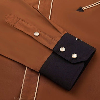 Chemise Western Brodée pour Hommes à Boutons-pression en Nacre "Natures Vista"