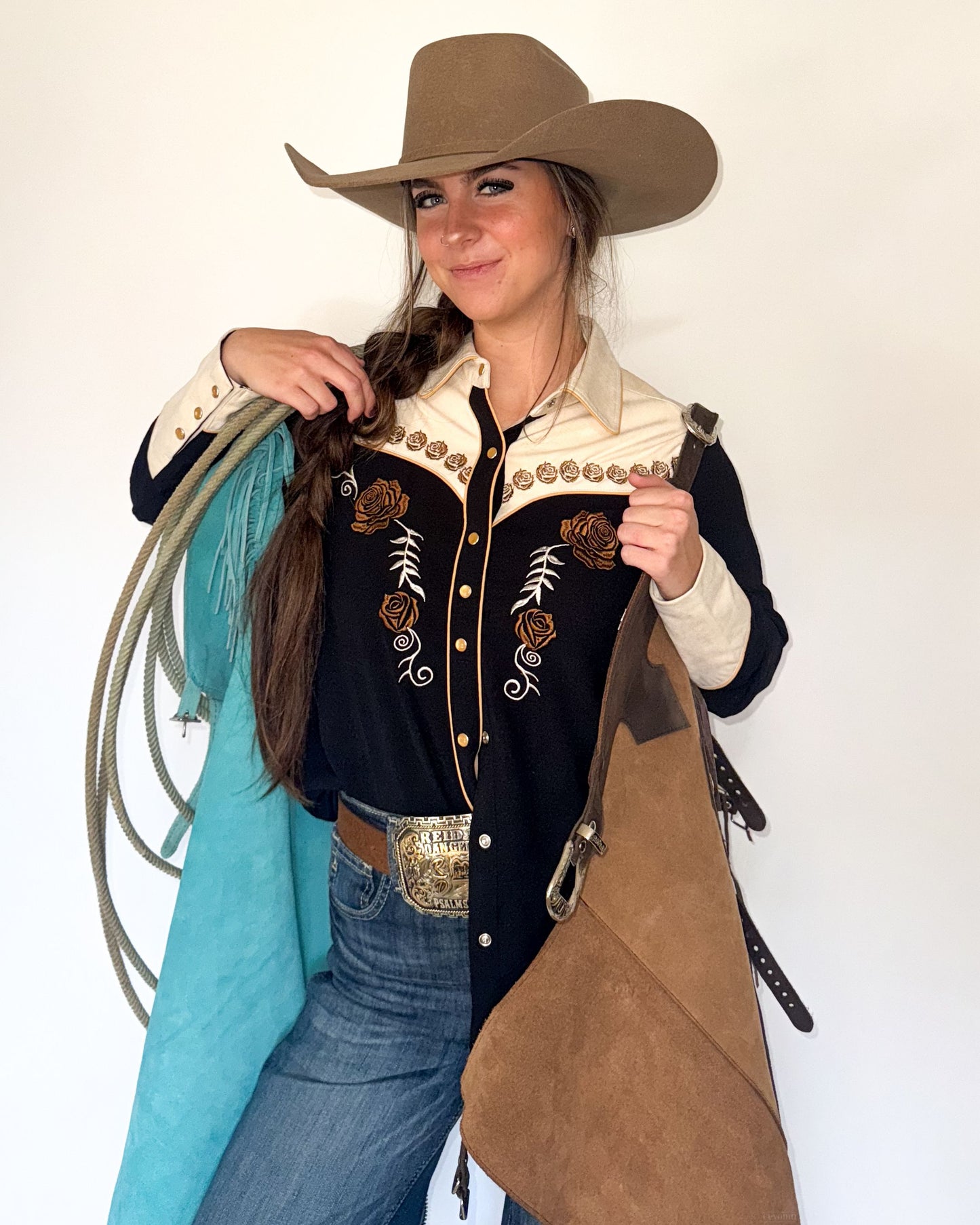 Women's Tulsa Rose Embroidered Western Pearl Snap Shirt