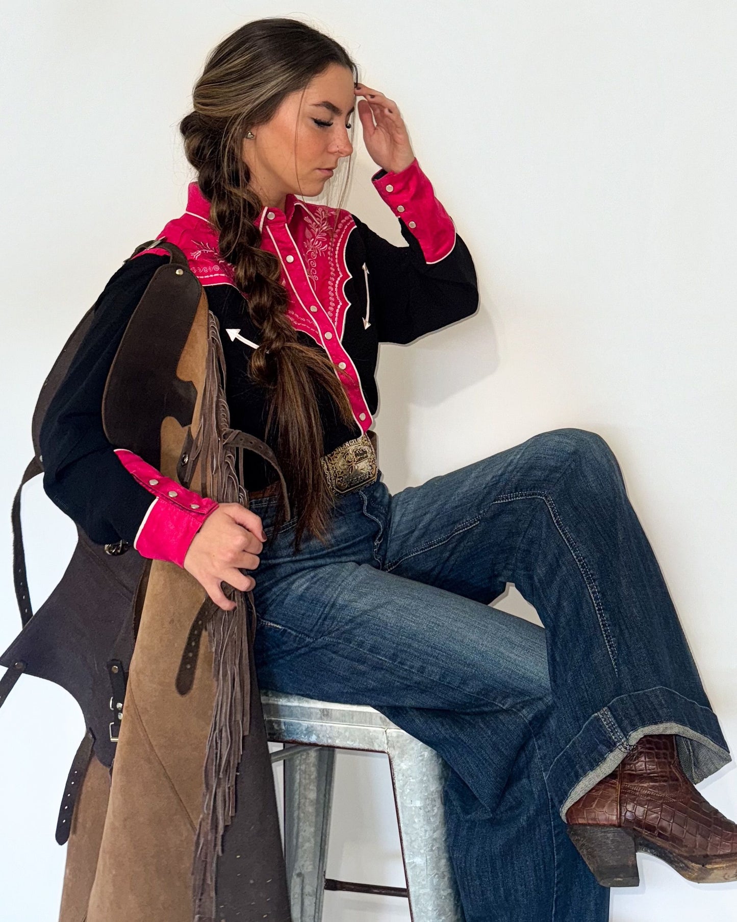 Women's Prairie Sunset Embroidered Western Pearl Snap Shirt