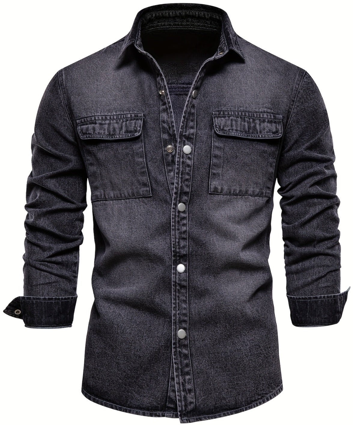 Men's Derek Denim Long Sleeve Double-Breasted Button Up Shirt