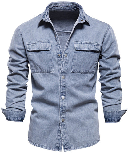 Men's Derek Denim Long Sleeve Double-Breasted Button Up Shirt