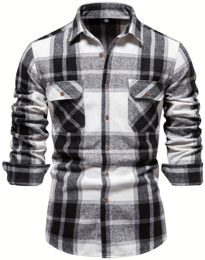 Men's Rodney Plaid Long Sleeve Double-Breasted Button Up Shirt