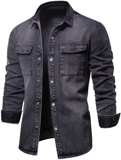 Men's Derek Denim Long Sleeve Double-Breasted Button Up Shirt