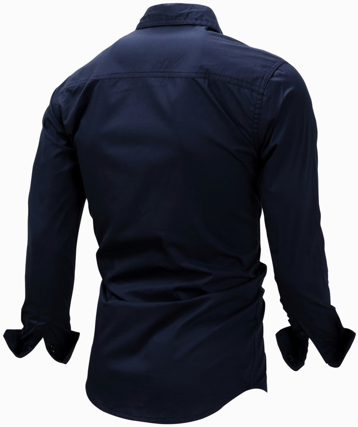 Men's Cotton Long Sleeve Single-Zip Button Down Shirt