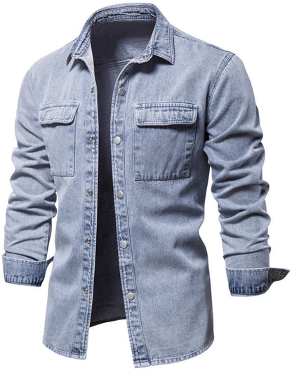 Men's Derek Denim Long Sleeve Double-Breasted Button Up Shirt