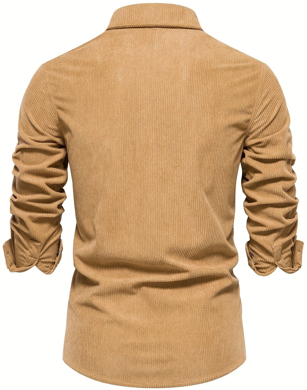 Men's Corduroy Long Sleeve Double-Breasted Button Up Shirt