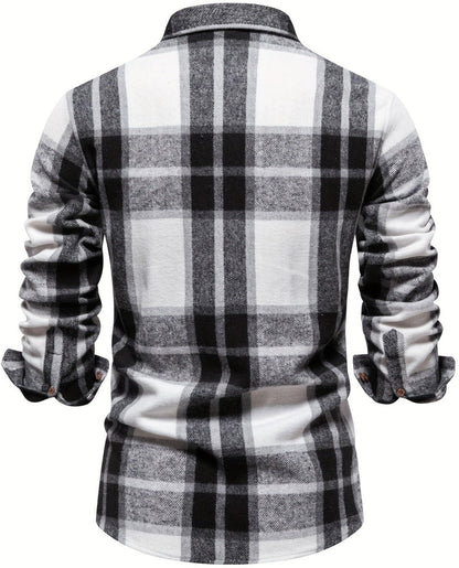 Men's Rodney Plaid Long Sleeve Double-Breasted Button Up Shirt