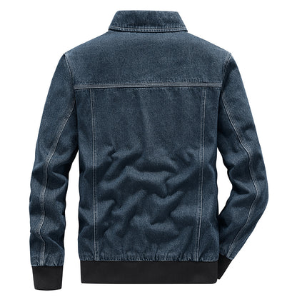 Cross-border Denim Coat Men's Spring And Autumn Casual Workwear Men's Jacket Loose Plus Size Lapel Retro Denim Top