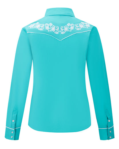 Chemise Western Brodée pour Femmes à Boutons-pression en Nacre "Oasis Dream"