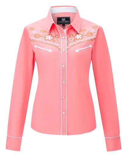 Chemise Western Brodée pour Femmes à Boutons-pression en Nacre "Miss Daisy"