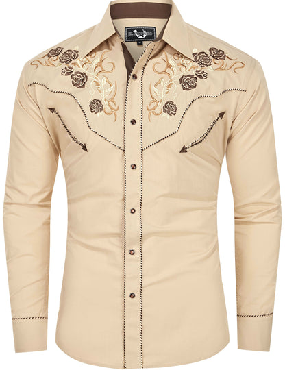 Chemise Western Brodée pour Hommes à Boutons-pression en Nacre "Big Texas"