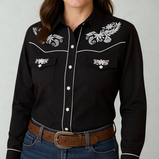 Women's Moonlit Meadows Embroidered Western Pearl Snap Shirt