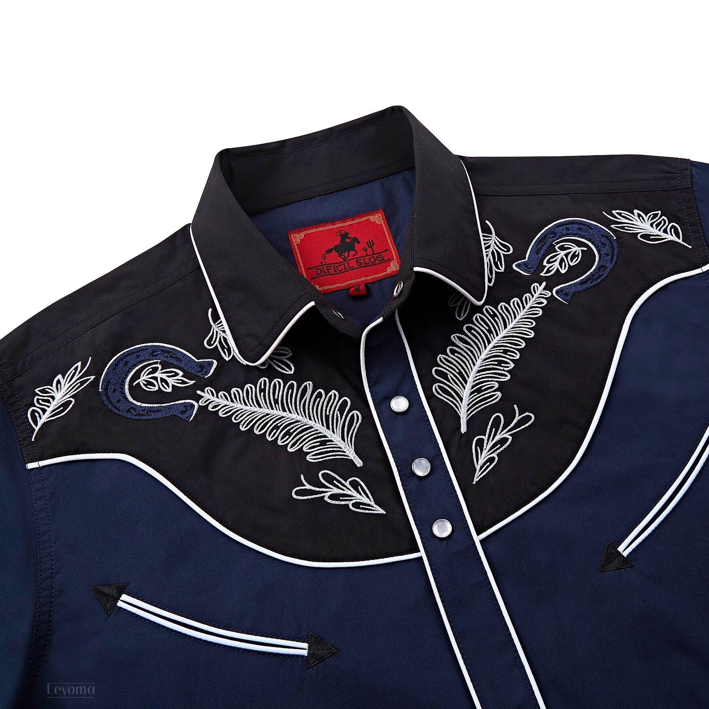 Admiral Blue Men's Embroidered Western Pearl Snap Shirt