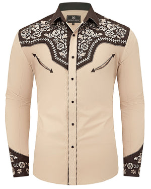 The Badlands Men's Embroidered Western Pearl Snap Shirt