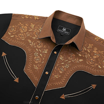 Wanted Outlaw Men's Embroidered Western Pearl Snap Shirt