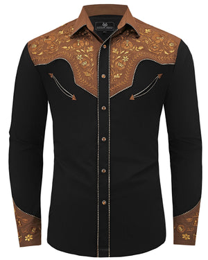 Wanted Outlaw Men's Embroidered Western Pearl Snap Shirt