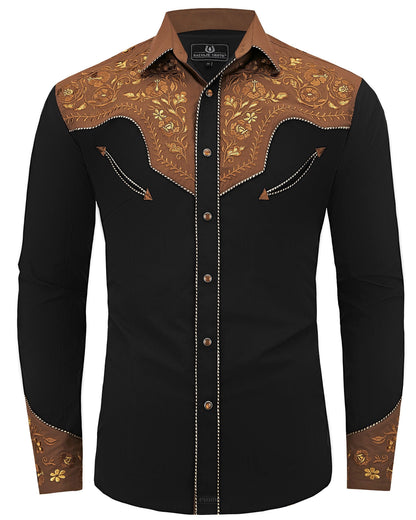 Wanted Outlaw Men's Embroidered Western Pearl Snap Shirt