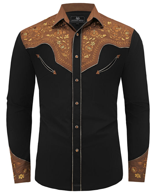 Wanted Outlaw Men's Embroidered Western Pearl Snap Shirt