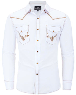 The Heartland Men's Embroidered Western Pearl Snap Shirt