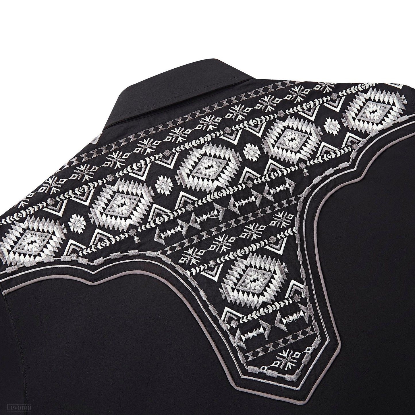Aztec Crystal Men's Embroidered Western Pearl Snap Shirt