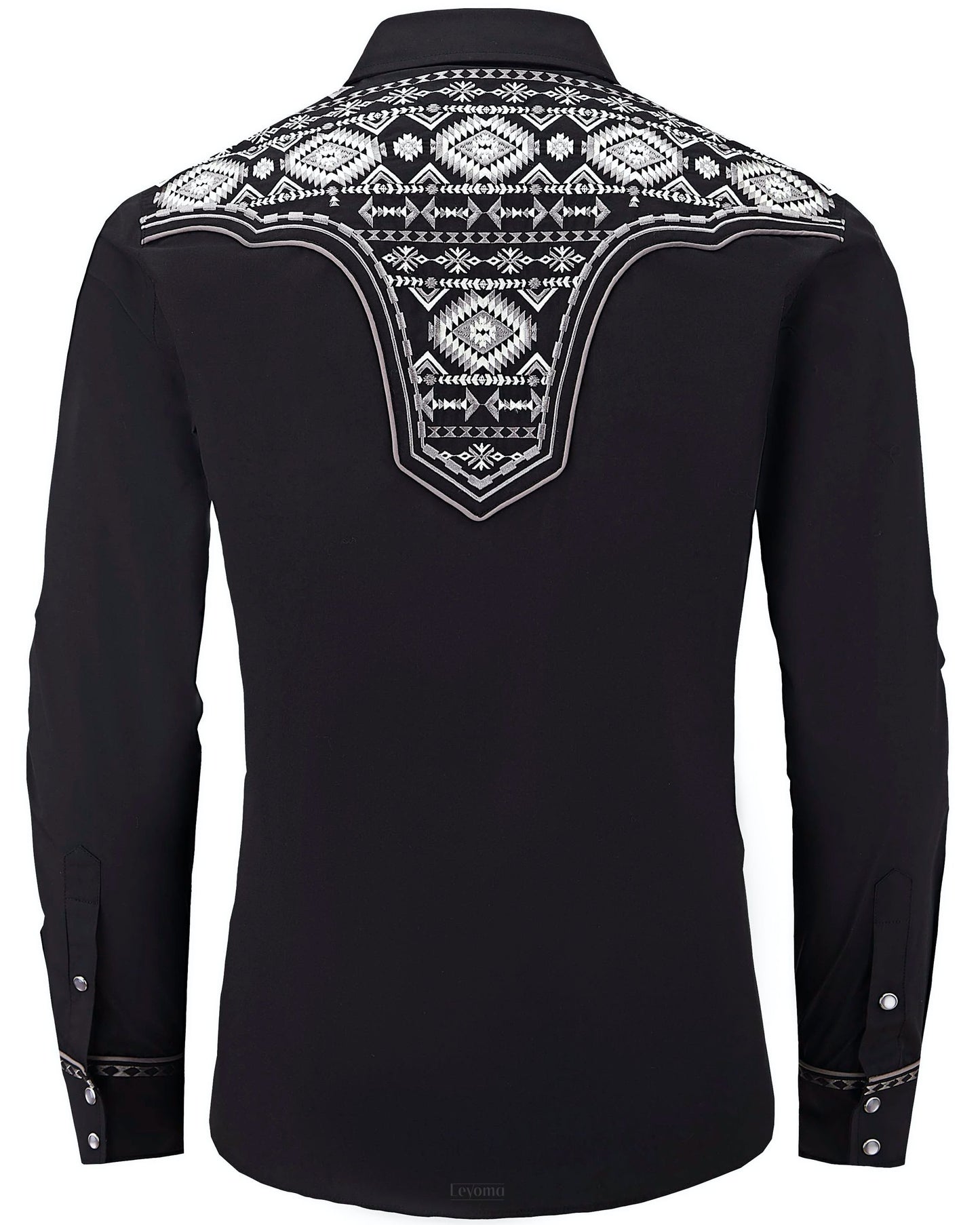 Aztec Crystal Men's Embroidered Western Pearl Snap Shirt