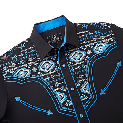 Gran Cenote Men's Embroidered Western Pearl Snap Shirt