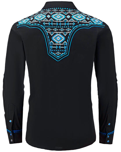 Gran Cenote Men's Embroidered Western Pearl Snap Shirt