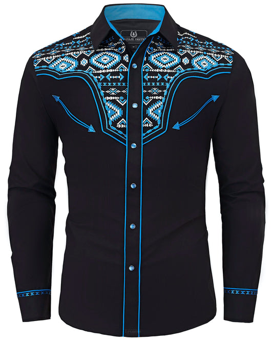 Gran Cenote Men's Embroidered Western Pearl Snap Shirt