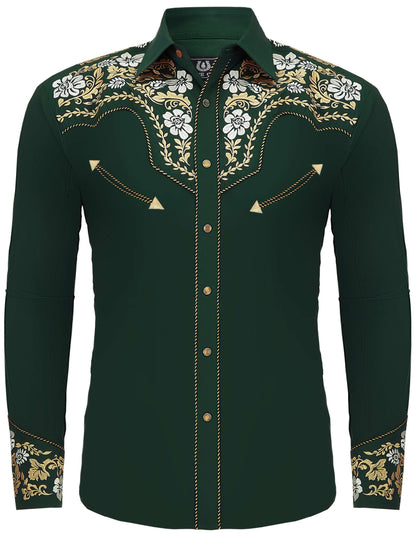 Blackland Brush Men's Embroidered Western Pearl Snap Shirt