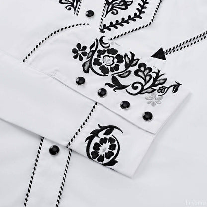 Leyoma Men's Embroidered Western Button Up Shirt Clean-Cut White Salvaje Oeste Cuff and Snaps Embroidery Detail, X003LMNXLX-27-white-S, X003LMPZOB-27-white-M, X003LMPZI7-27-white-L, X003LMPZI7-27-white-XL, X003LM9BJL-27-white-XXL, X003LM9BMX-27-white-3XL