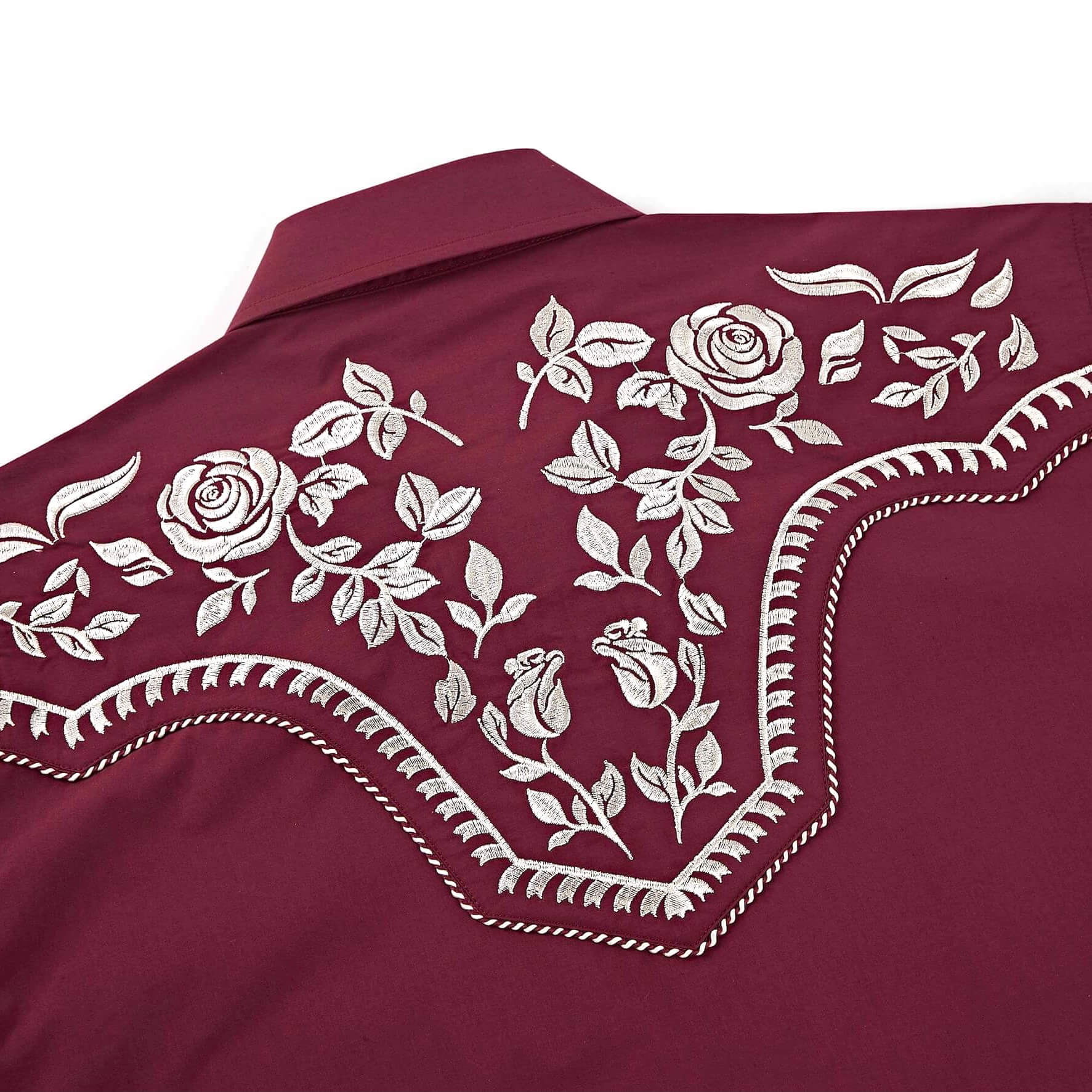 Leyoma Men's Embroidered Western Button Up Shirt County Sheriff Salvaje Oeste Back Yoke Embroidery Detail, X00396HO4N-28-burgundy-S, X00396AL9D-28-burgundy-M, X00396HRCR-28-burgundy-L, X00396FDQ9-28-burgundy-XL, X00396FENL-28-burgundy-XXL, X00396HXGH-28-burgundy-3XL