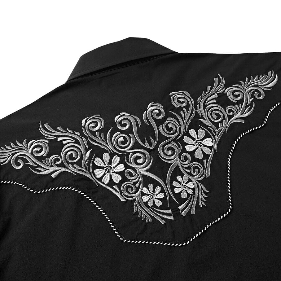 Leyoma Men's Embroidered Western Button Up Shirt Dark Rider El Pionero Back Yoke Embroidery Detail, X003BJ292Z-001A-black-grey-S, X003BIKPP9-001A-black-grey-M, X003BIPDCJ-001A-black-grey-L, X003BISZFV-001A-black-grey-XL, X003BIMP2F-001A-black-grey-XXL, X003BIMRJ1-001A-black-grey-3XL