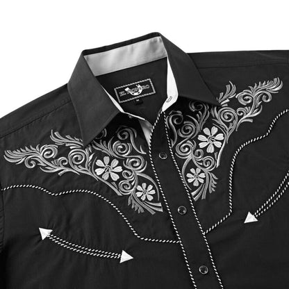 Leyoma Men's Embroidered Western Button Up Shirt Dark Rider El Pionero Front Yoke Embroidery Detail, X003BJ292Z-001A-black-grey-S, X003BIKPP9-001A-black-grey-M, X003BIPDCJ-001A-black-grey-L, X003BISZFV-001A-black-grey-XL, X003BIMP2F-001A-black-grey-XXL, X003BIMRJ1-001A-black-grey-3XL