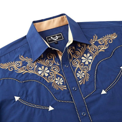 Leyoma Men's Embroidered Western Button Up Shirt Desert Mirage El Pionero Front Yoke Embroidery Detail, X003BIMRX7-001A-navy-blue-S, X003BIMRD7-001A-navy-blue-M, X003BIPD4H-001A-navy-blue-L, X003BIMPOX-001A-navy-blue-XL, X003BIMPO3-001A-navy-blue-XXL, X003BIMPPH-001A-navy-blue-3XL