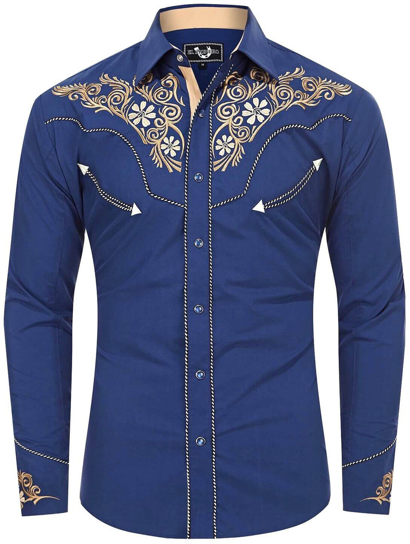 Desert Mirage Men's Embroidered Western Pearl Snap Shirt