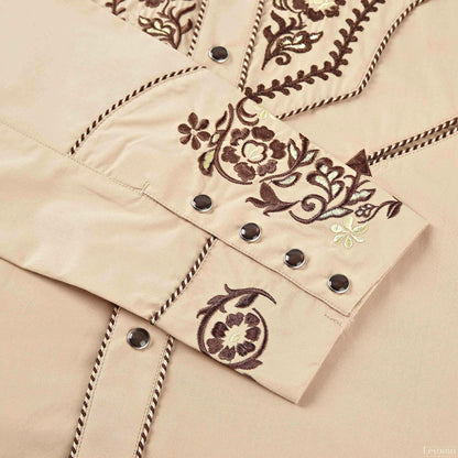 El Jefe Men's Embroidered Western Pearl Snap Shirt