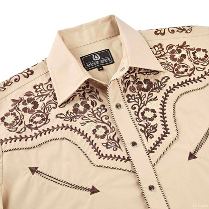 El Jefe Men's Embroidered Western Pearl Snap Shirt