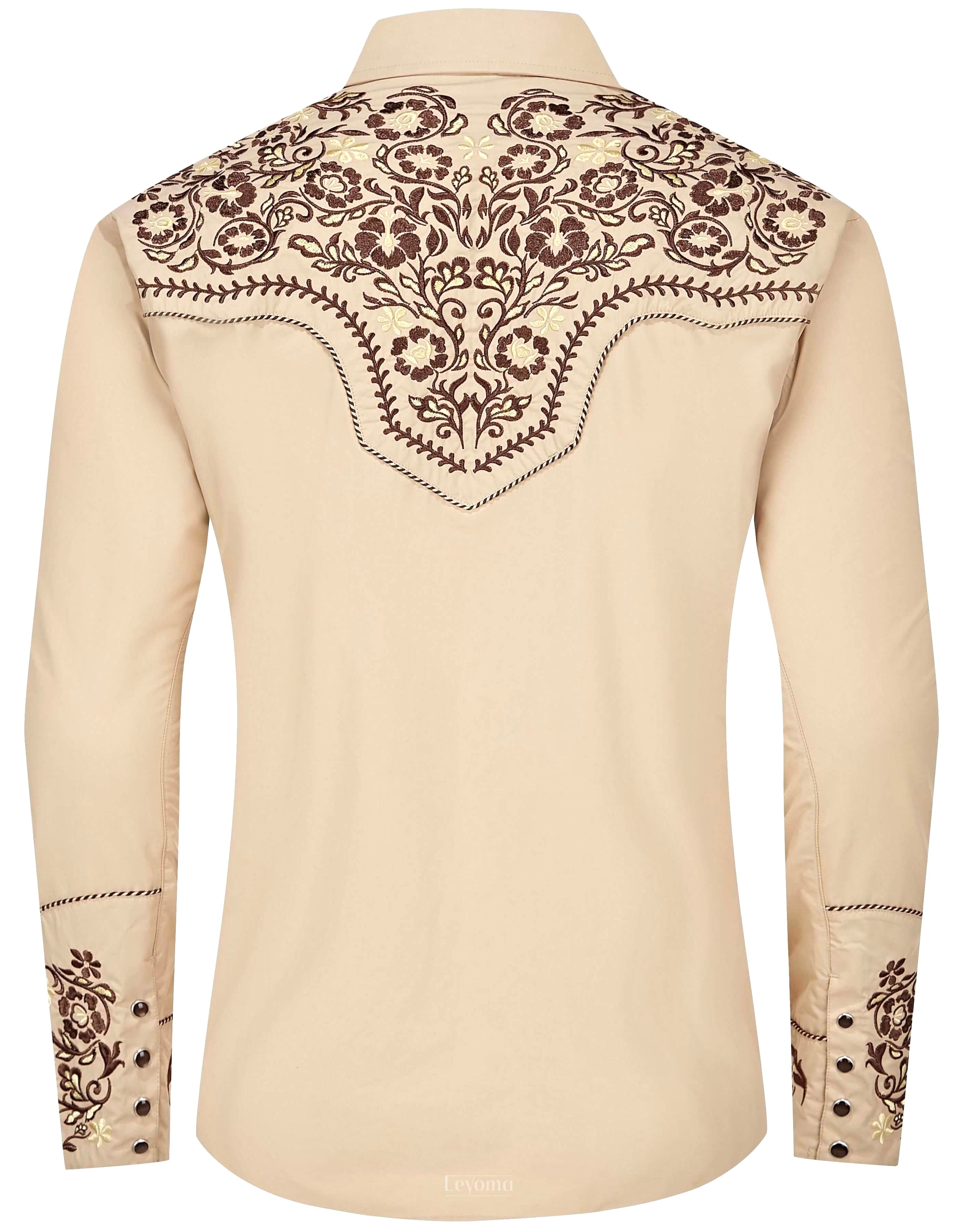 Western Dress Shirt for Men with Quality Floral Embroidery – Leyoma