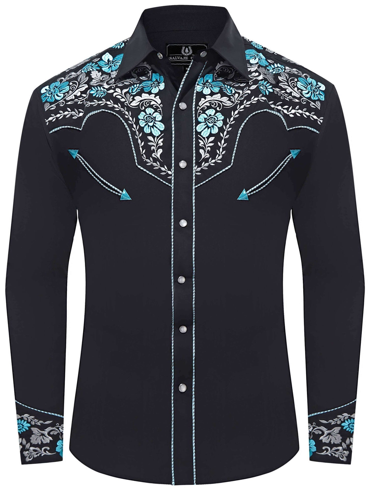 Leyoma Men's Embroidered Western Button Up Shirt Golfo de México Salvaje Oeste Full Front