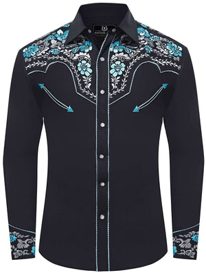 Golfo de México Men's Embroidered Western Pearl Snap Shirt