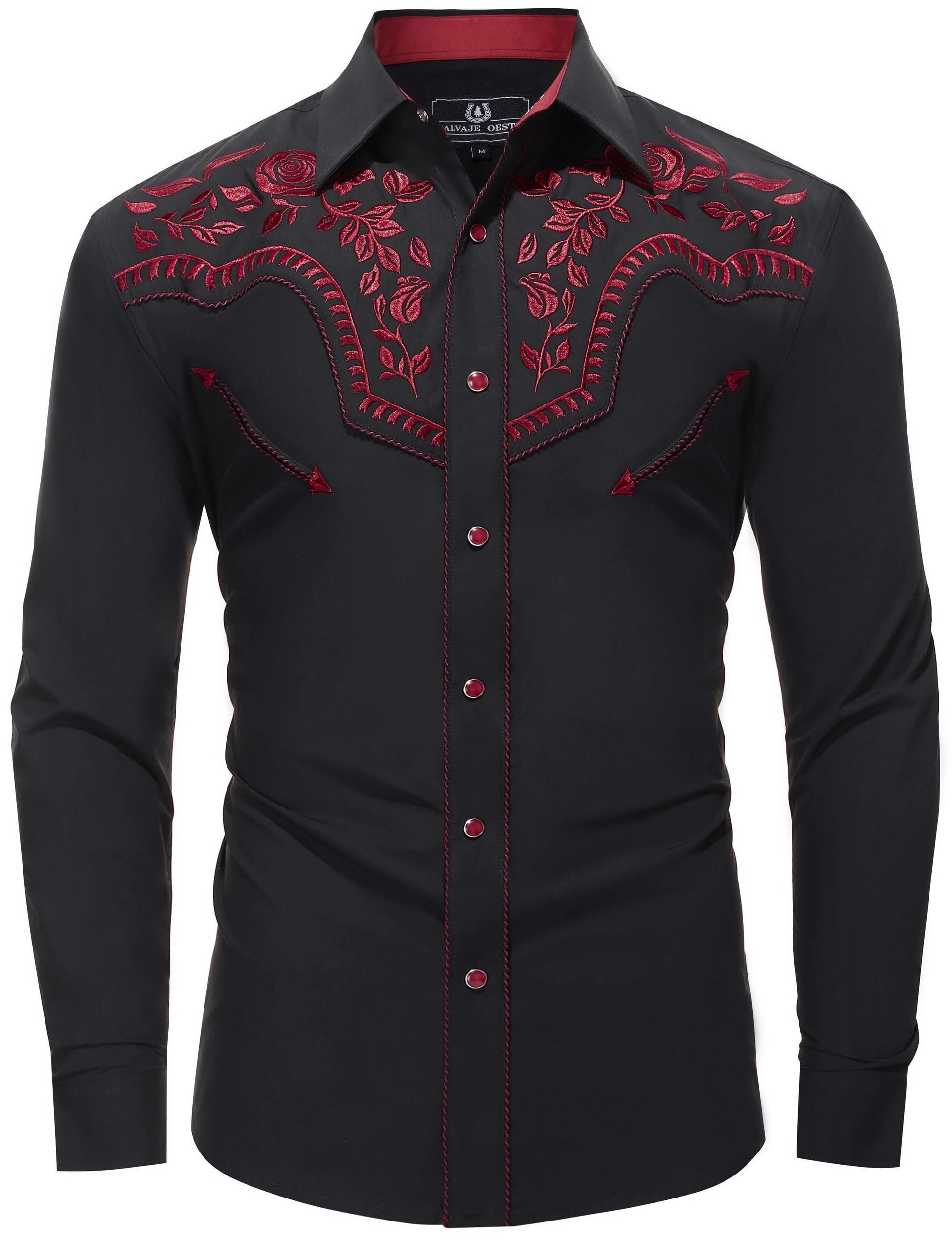 Leyoma Men's Embroidered Western Button Up Shirt Gran Valor Salvaje Oeste Full Front