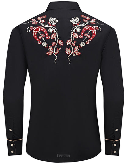 High Noon Men's Embroidered Western Pearl Snap Shirt