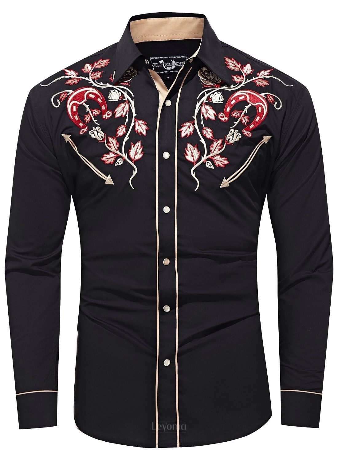 High Noon Men's Embroidered Western Pearl Snap Shirt