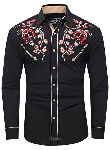 High Noon Men's Embroidered Western Pearl Snap Shirt