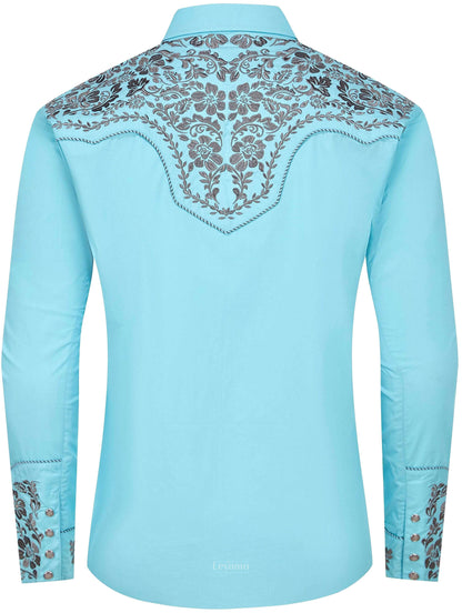 Leyoma Men's Embroidered Western Button Up Shirt Montana Sky-Blue Salvaje Oeste Full Back, X003E8UC3L-31-aqua-S, X003E90555-31-aqua-M, X003E97S6J-31-aqua-L, X003E92PK3-31-aqua-XL, X003E8UBR3-31-aqua-XXL, X003E92XP5-31-aqua-3XL