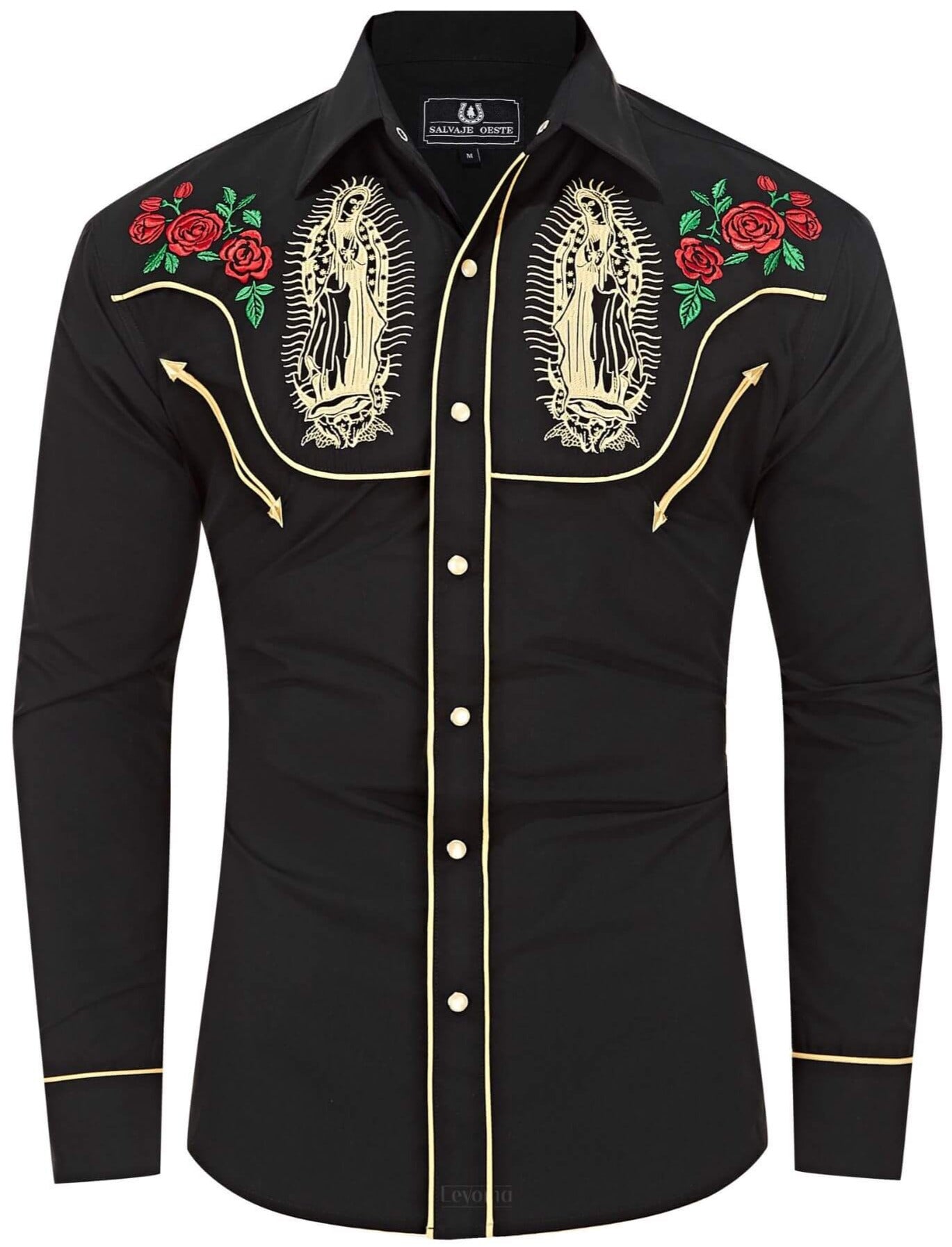 Men's Western Shirt Embroidered Button Up Long Sleeve Cotton Blend by ...