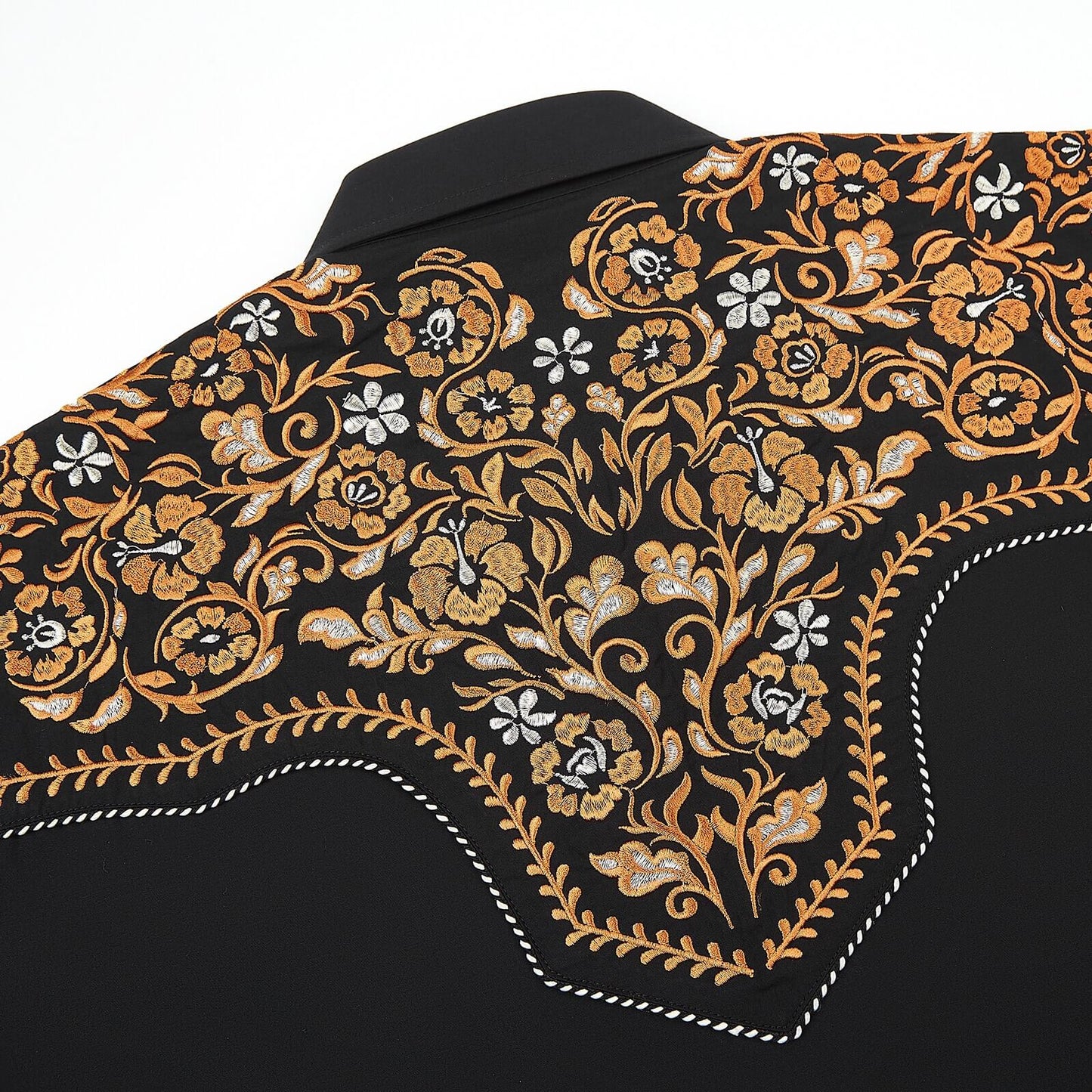 Onyx & Citrine Men's Embroidered Western Pearl Snap Shirt