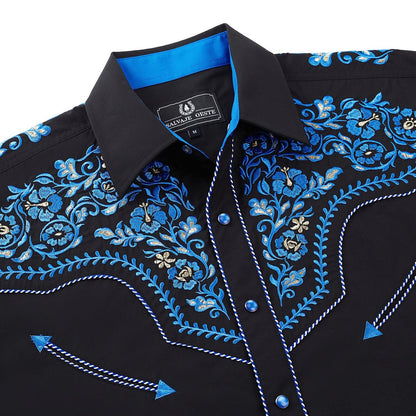 River Orchid Men's Embroidered Western Pearl Snap Shirt