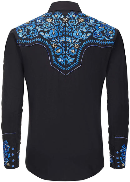 River Orchid Men's Embroidered Western Pearl Snap Shirt