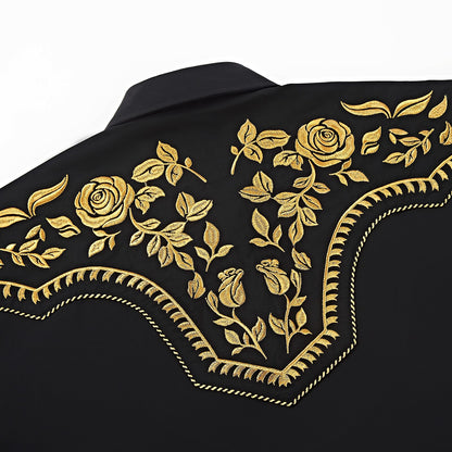 The Gold Bandit Men's Embroidered Western Pearl Snap Shirt